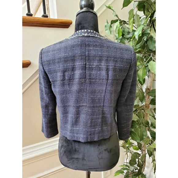 Ann Taylor Loft Women's Blue Cotton Long Sleeve Casual Crome Studded Blazer 4 - Picture 5 of 12